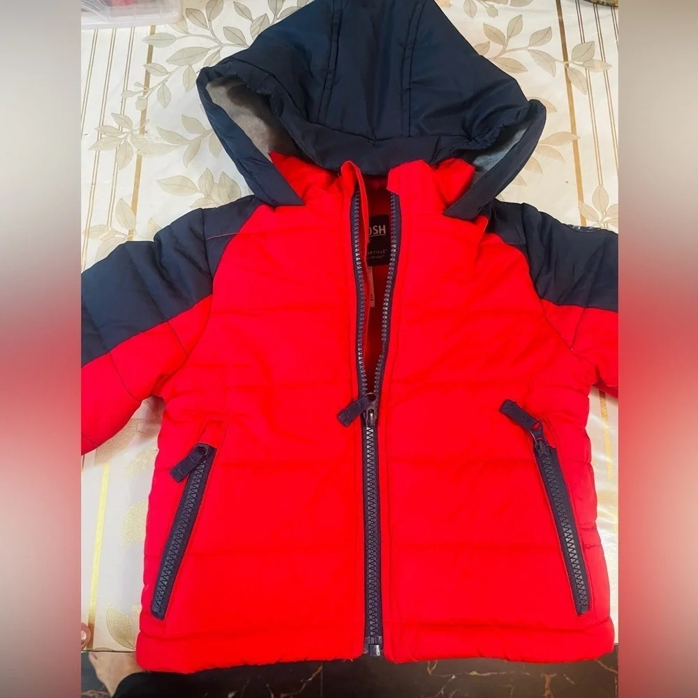 Oshkosh B'gosh Hoodie Jacket Toddler 18M Puffer Coat  Red/ Blue